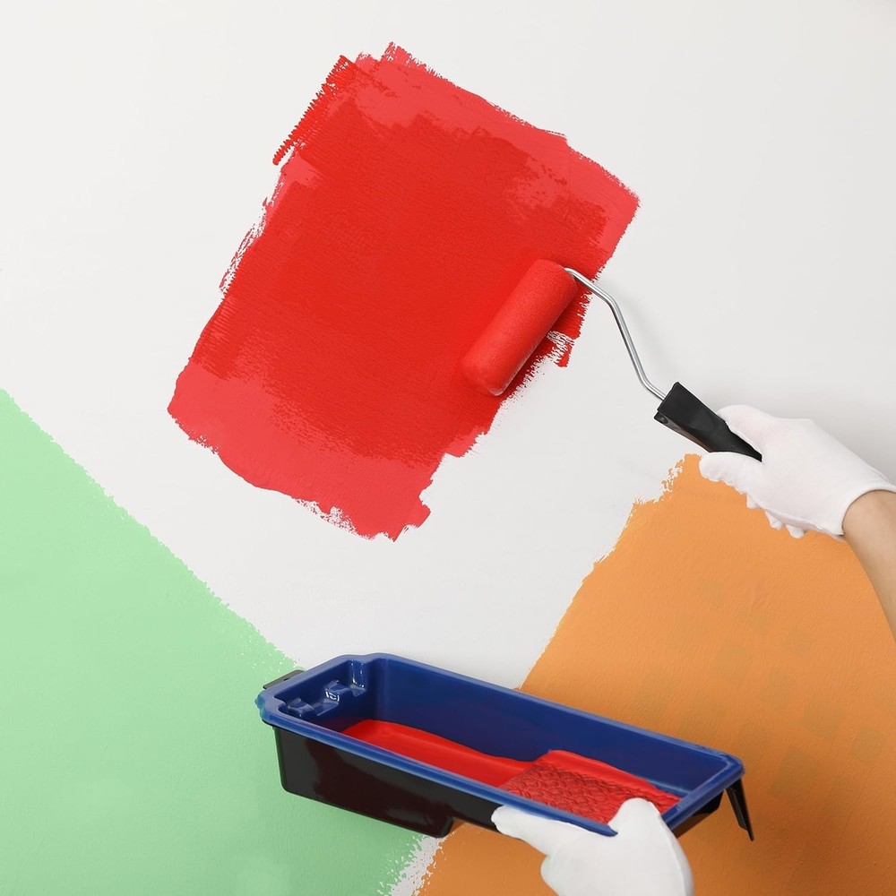 12 Pcs 4 Inch Paint Roller Tray, 10x Disposable Plastic Liners, 1x Roller Frame