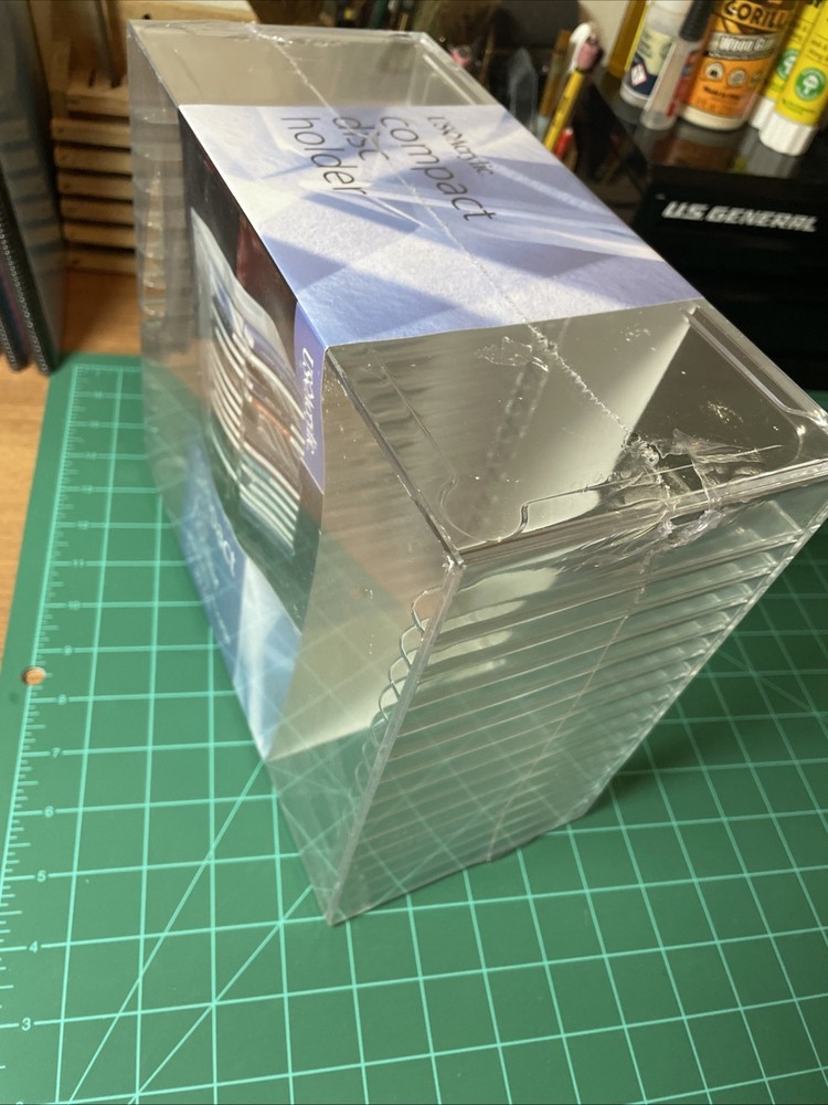 NEW Acrylic CD Holder 30 Disc Storage Tower Desktop Stackable Made In USA