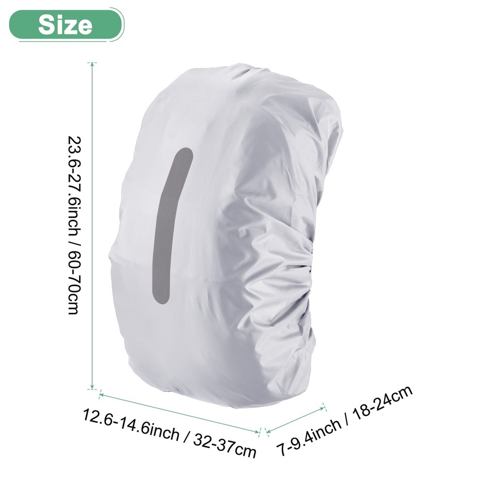 55L-65L Backpack Rain Cover with A Vertical Reflective Strap [Silver]