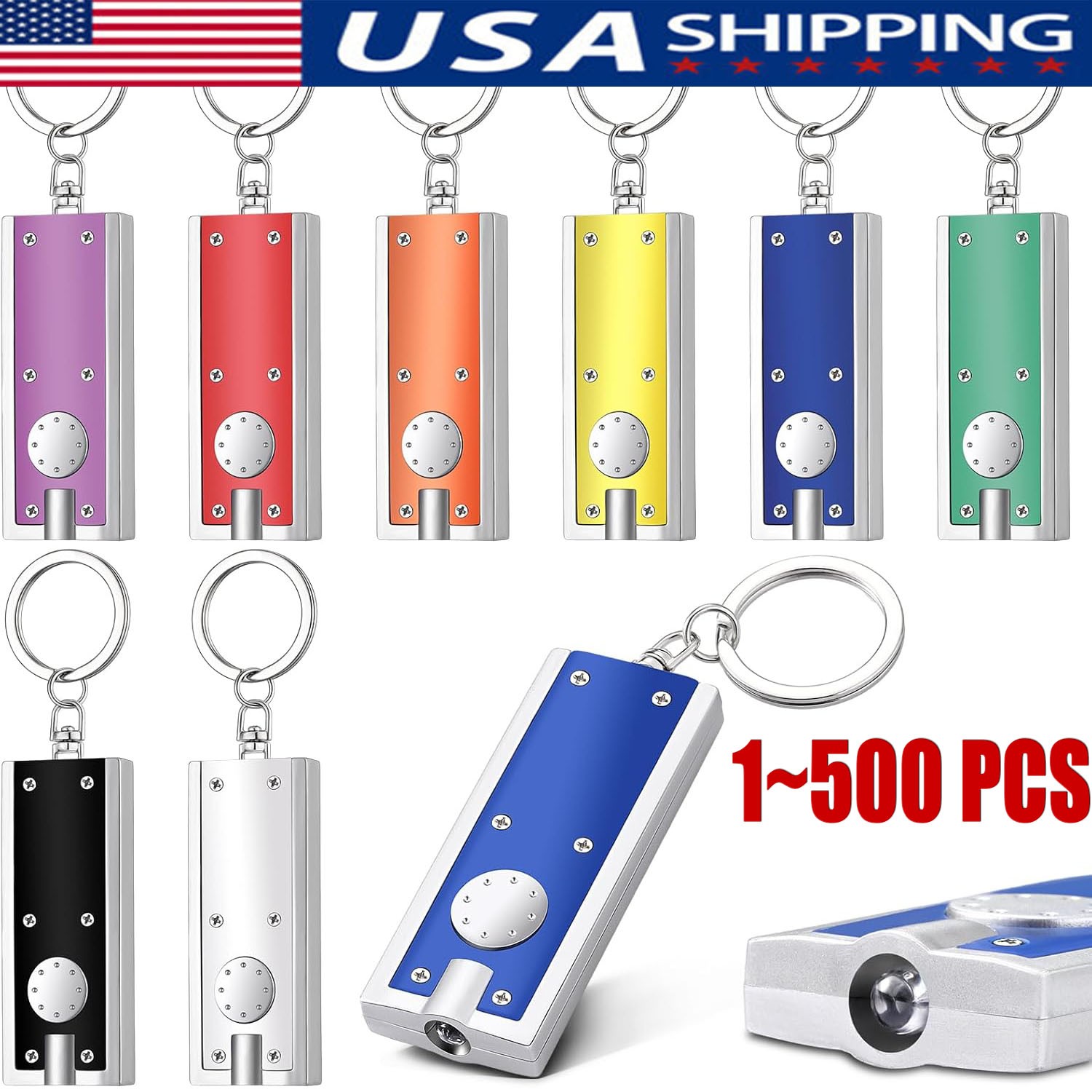 1~500x Mini Keychain Flashlight LED Light Bulk Small Flashlight for Outdoor Lot
