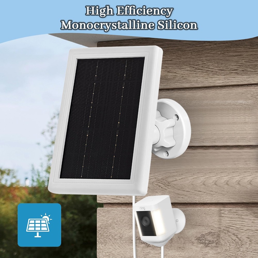 Ring Camera Solar Panel Charger,5W Charger Compatible 2 Pack, 5W White