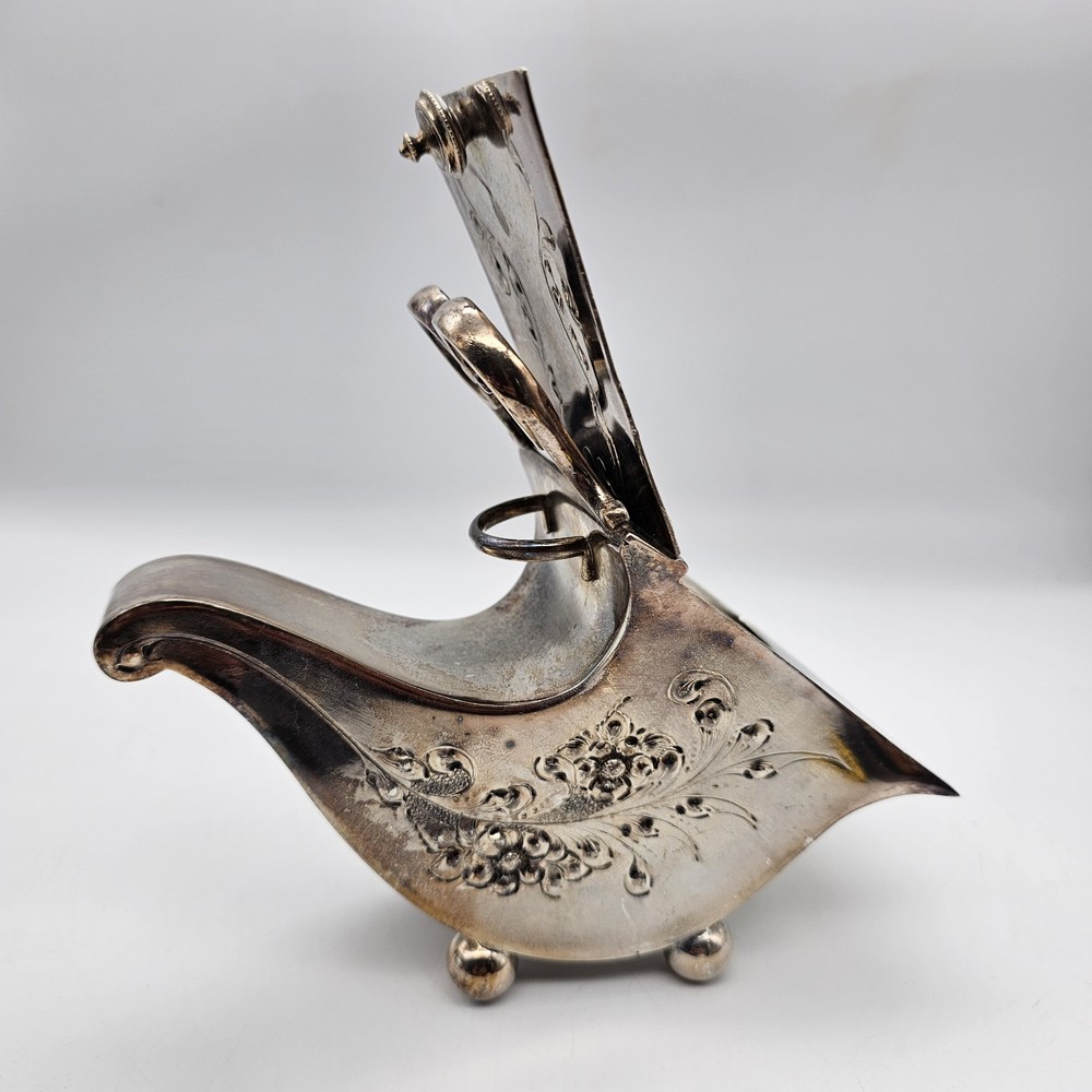 Antique James Dixon & Sons Silverplate Sugar Shuttle EPBM Bugle Backstamp