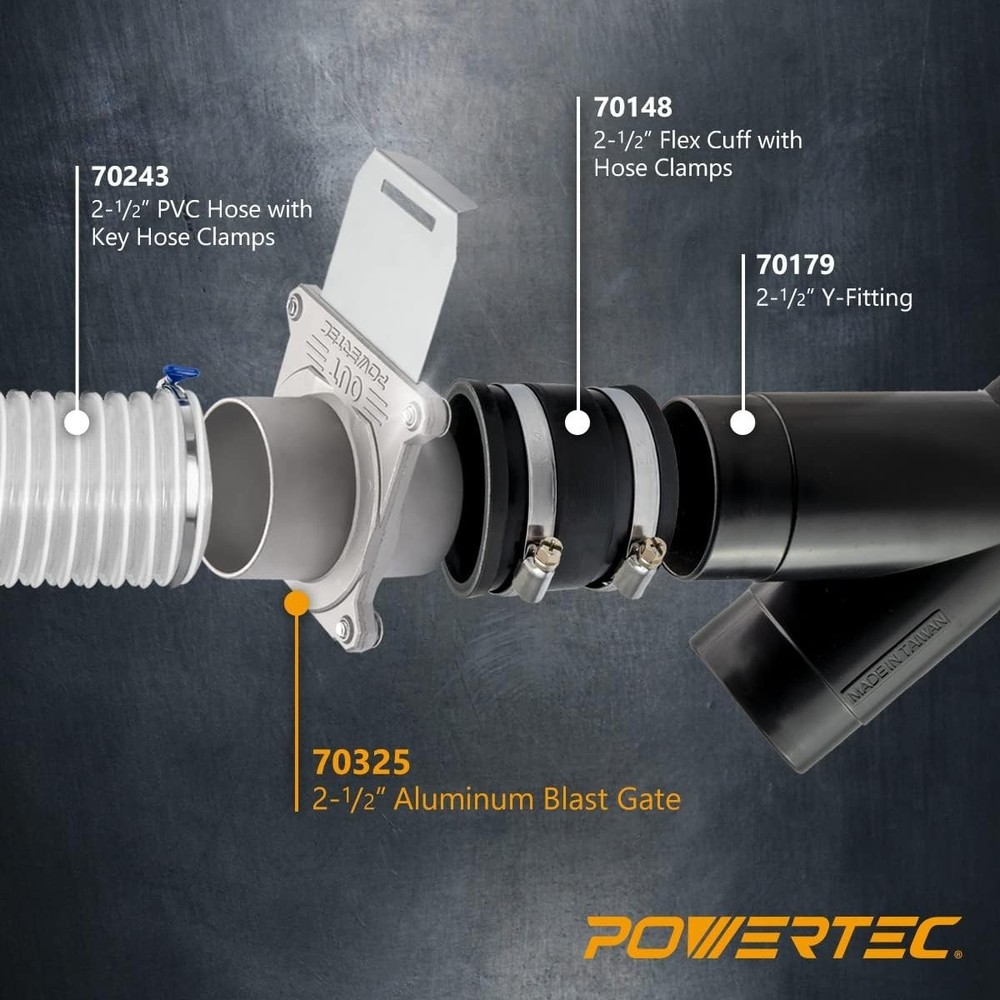 2-1/2" Aluminum Blast Gate 2-Pack for Dust Collection Efficiency