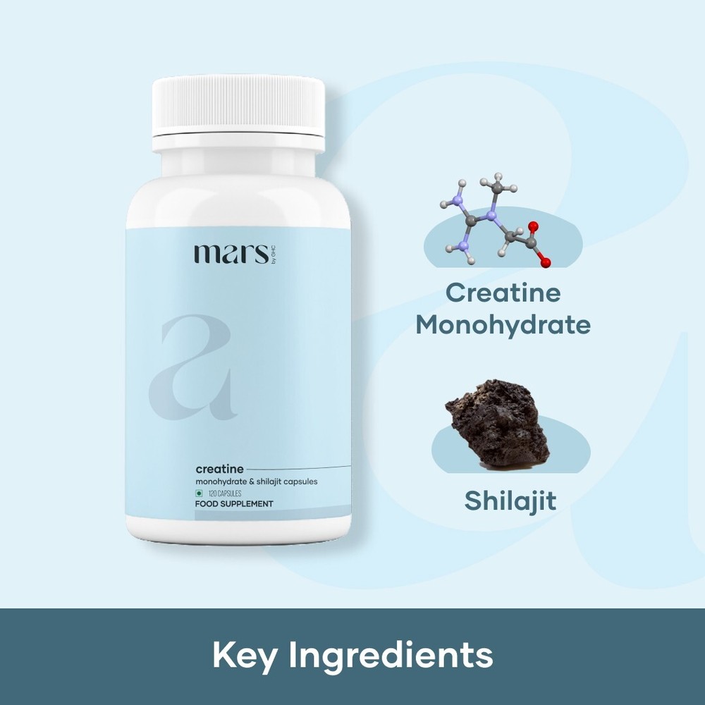 mars by GHC Micronized Creatine Monohydrate Caps: Powered with Shilajit - Pack 1