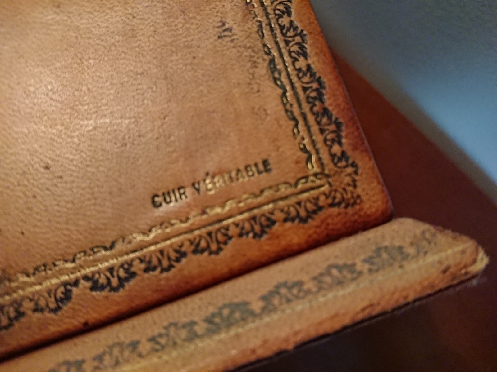 antique French leather letter box