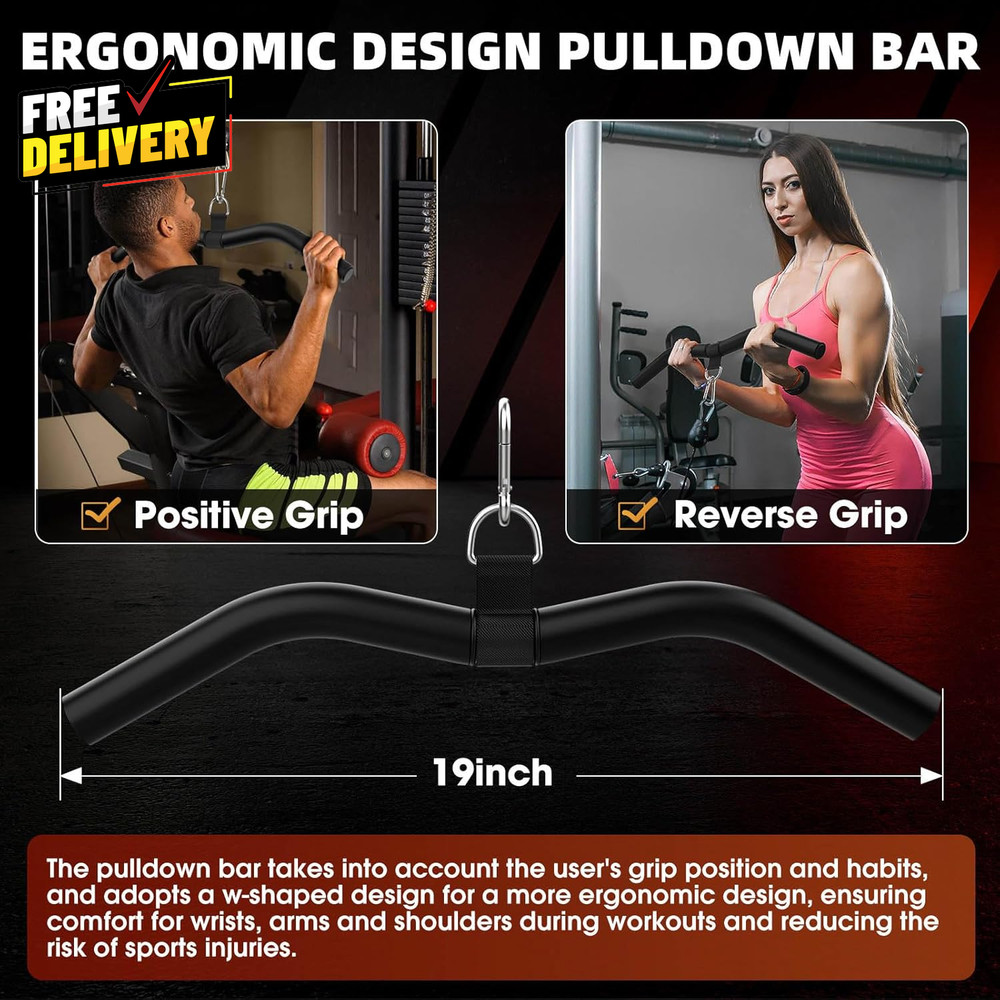 LAT Pulldown Bar Attachments for Pulley Cable Machine Single D-Handle Tricep P..