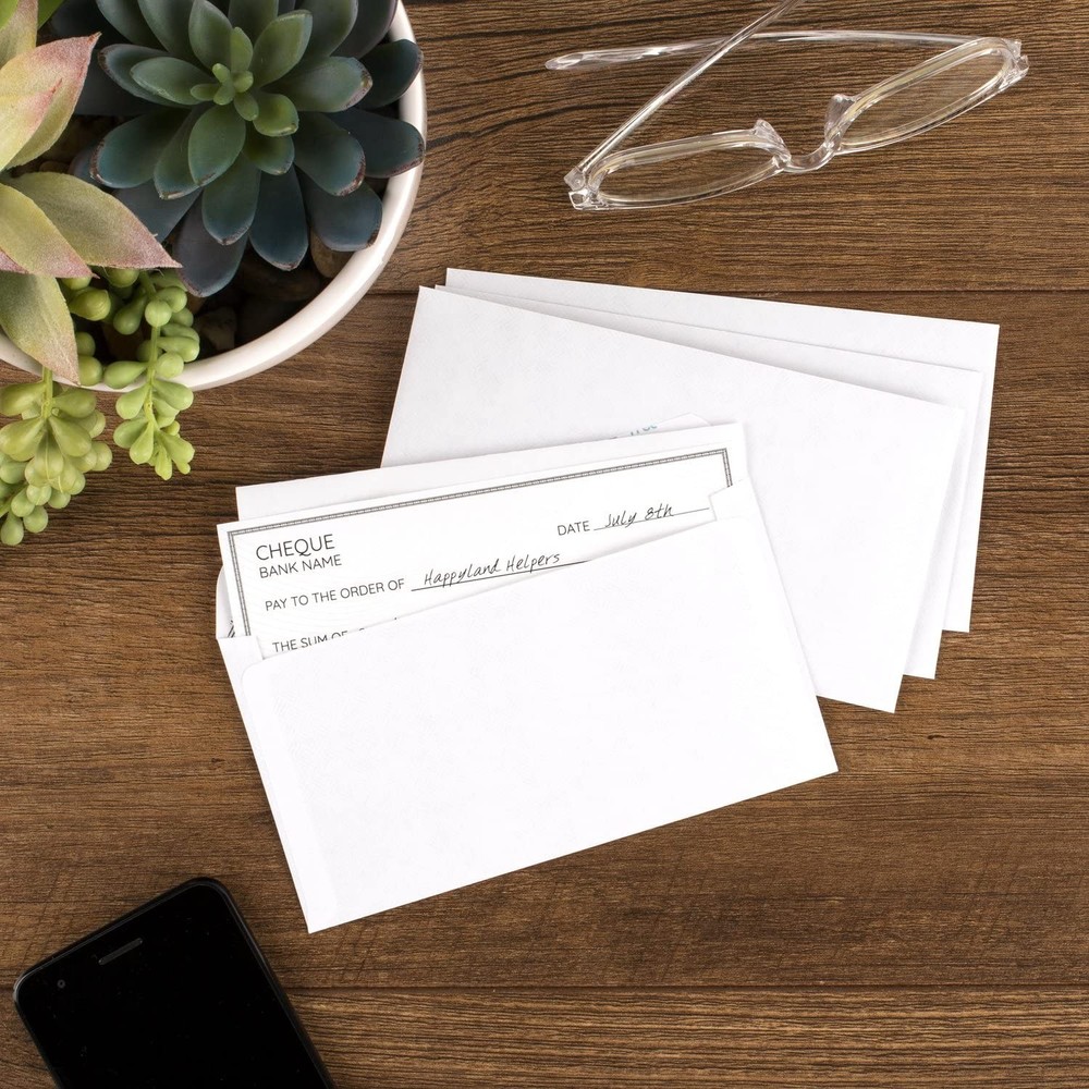 500-Pcs Self Seal #6-3/4 Small Envelopes Security Lining