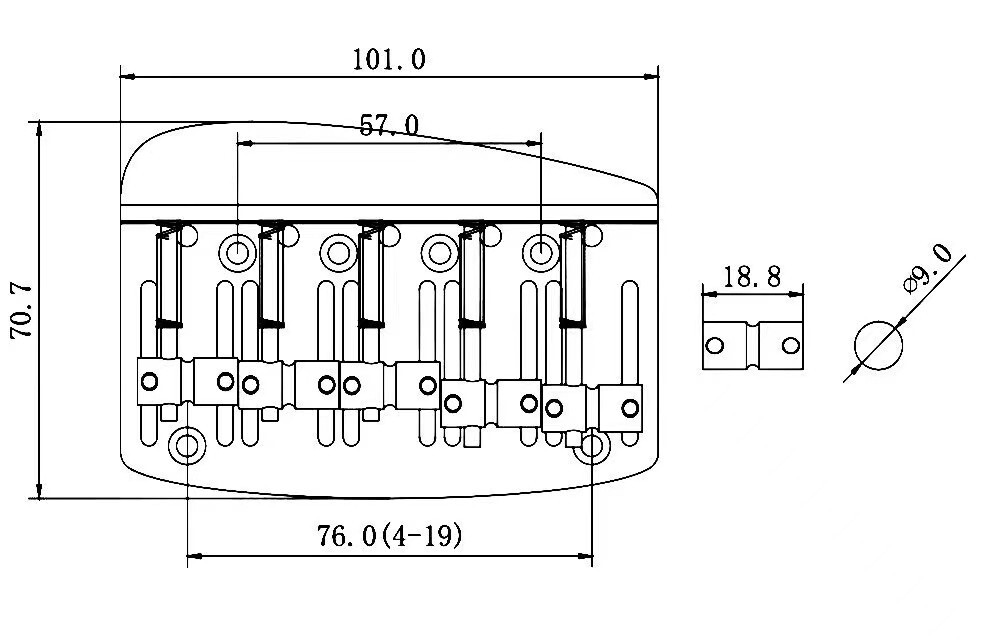 Gold 5 String Hard Tail Fixed Bass Brass Bridge