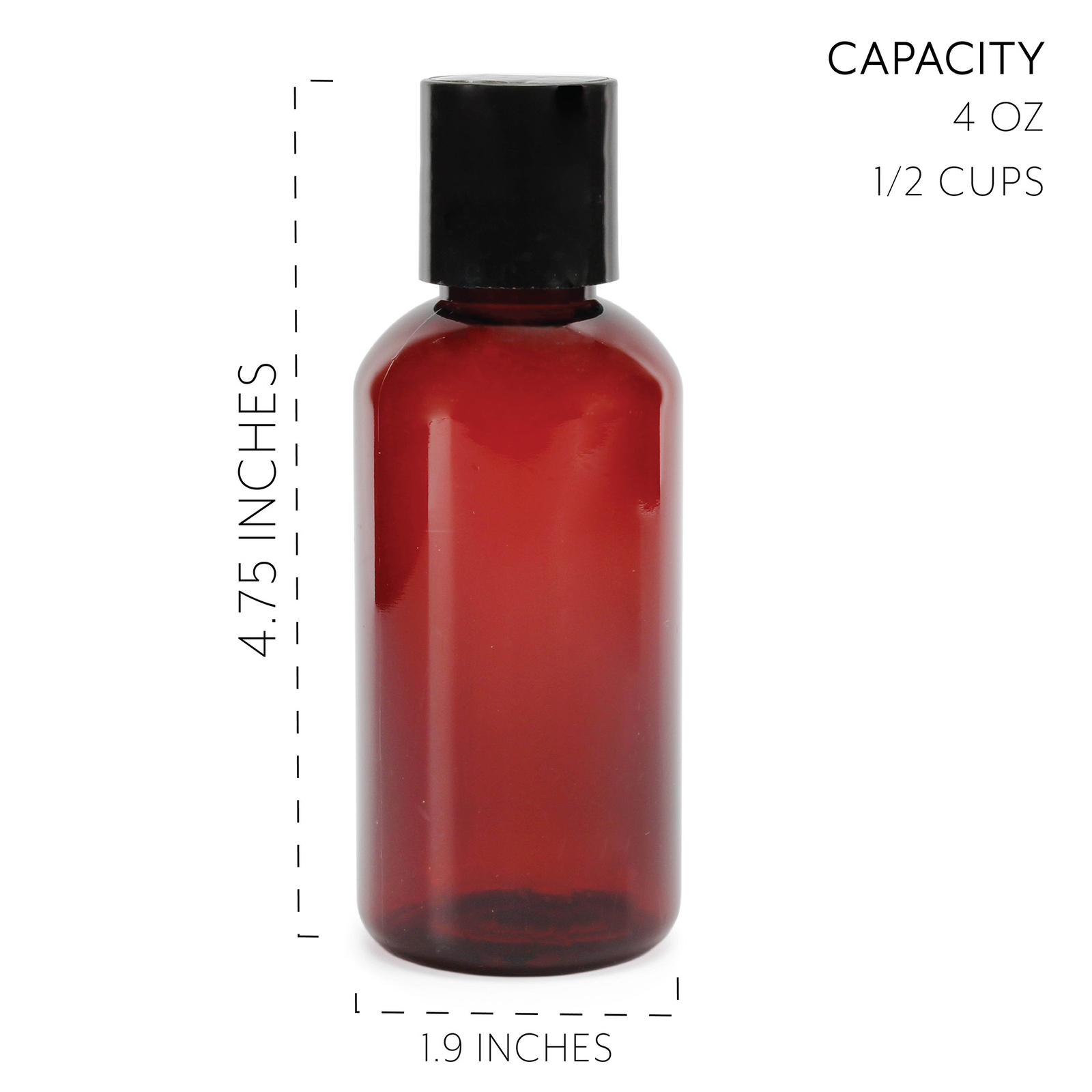 Plastic Squeeze Bottles w/Disc Top Flip Cap Bulk, 4oz 6pk Amber; BPA-Free