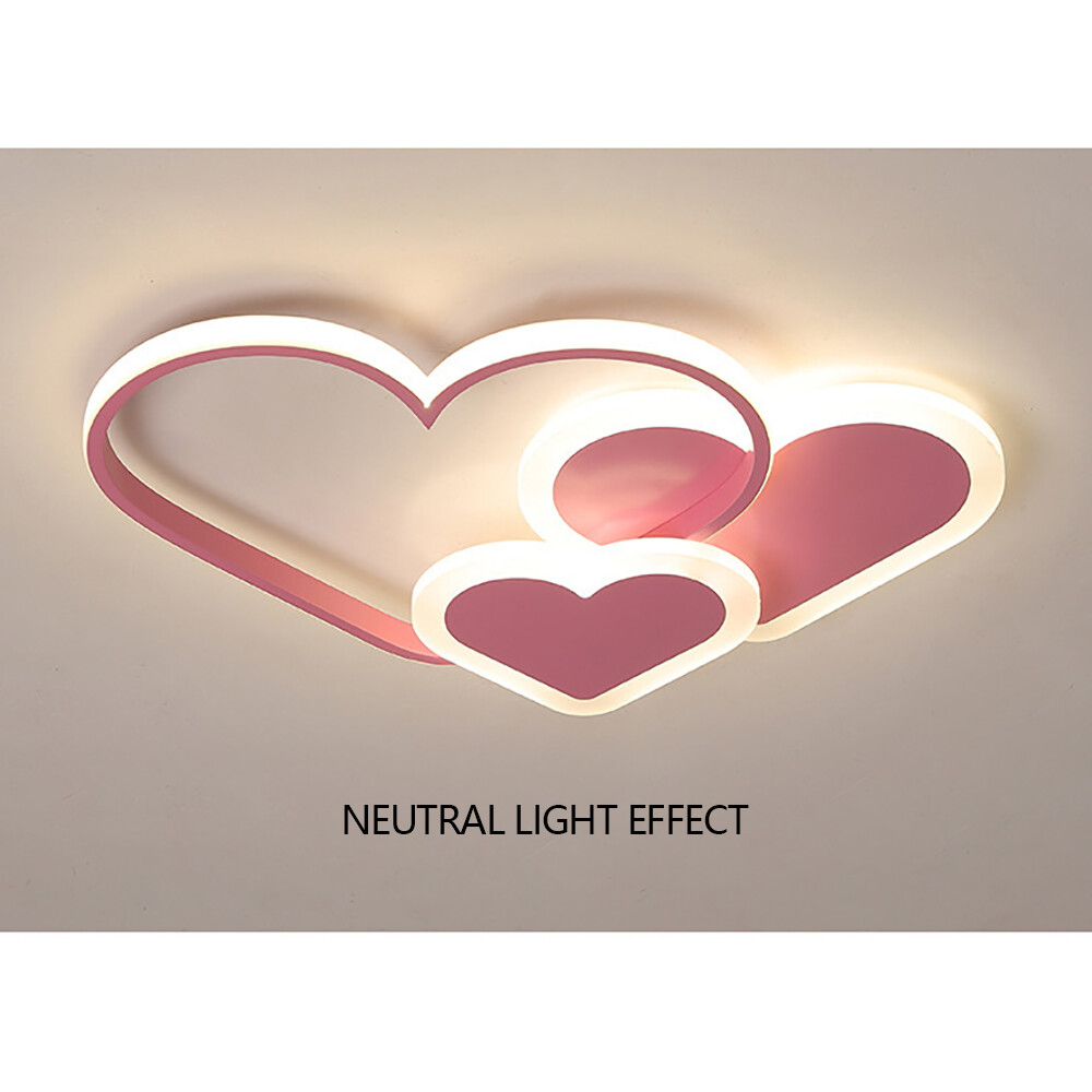 Pink Ceiling Light Heart-shaped Ceiling Light Dimmable LED Ceiling Lamp W/Remote
