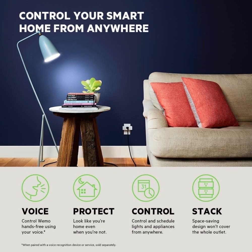 WeMo - WiFi Enabled Mini Smart Plug - White (F7C063)....