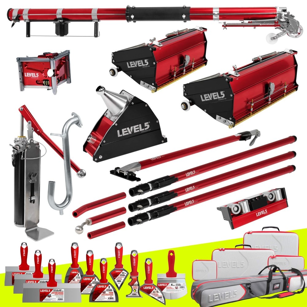 LEVEL5 Drywall Tool Set, Mega Flat Boxes, Taper & Extension Handles | 4-607