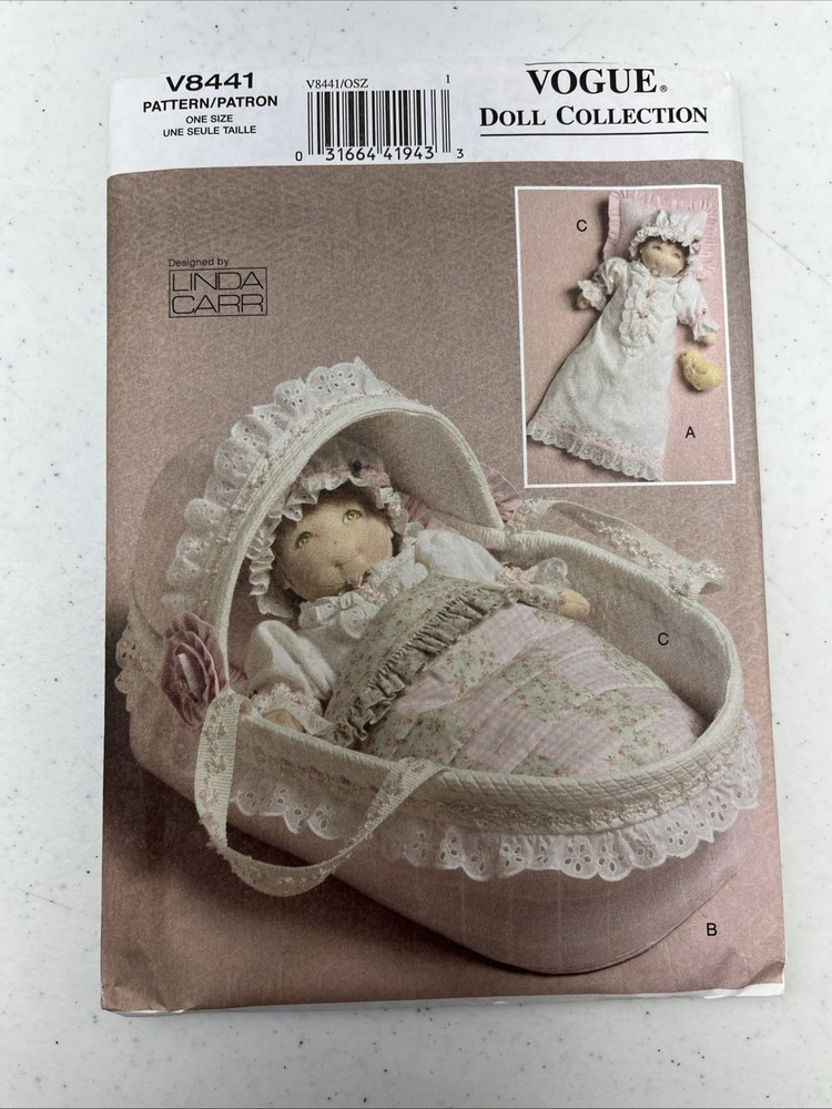 Vogue Sewing Pattern 15" Cloth Doll Clothes Carrier Accessories 2 Patterns Uncut