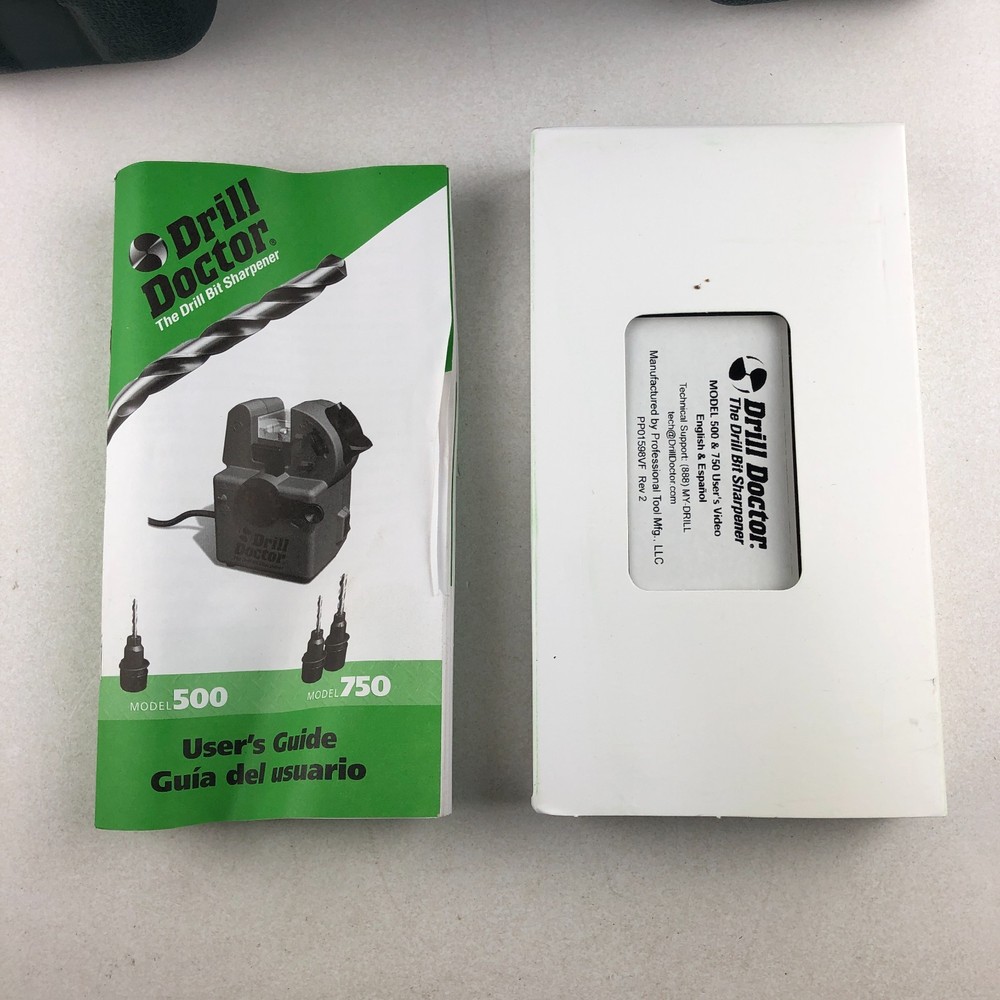 Drill Doctor Model 500 Drill Bit Sharpener With Case, Manual & VHS Tape Open Box