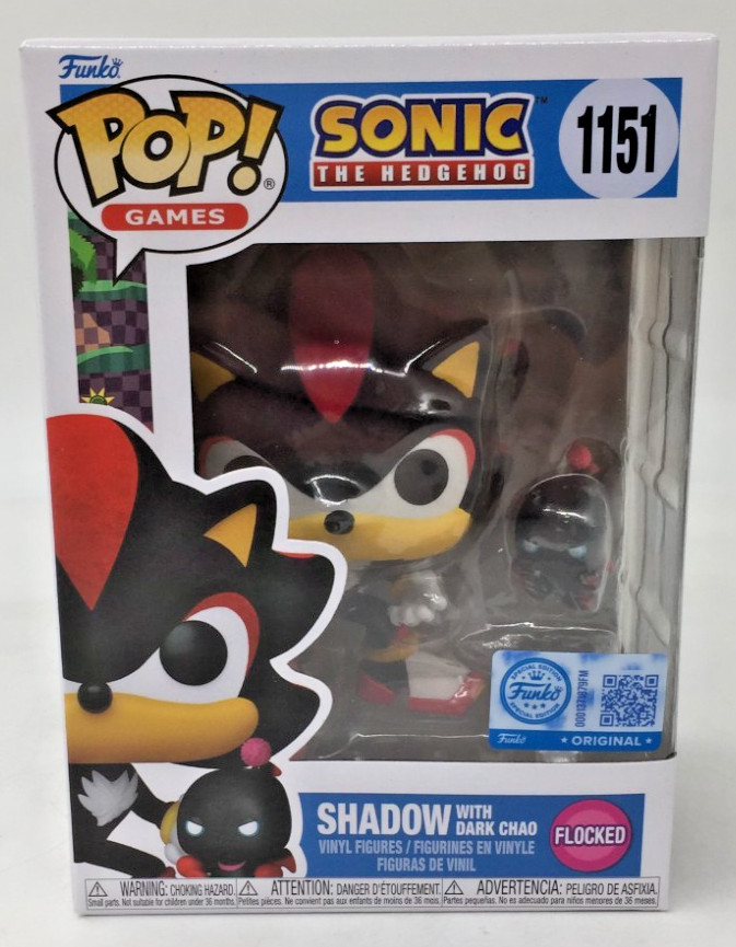Funko Pop! Sonic The Hedgehog Shadow With Dark Chao #1151 Flocked SE W/Protector
