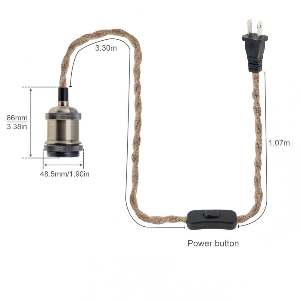 E26/E27 Pendant Light Cord Kit Farmhouse Style Lamp Socket with Switch