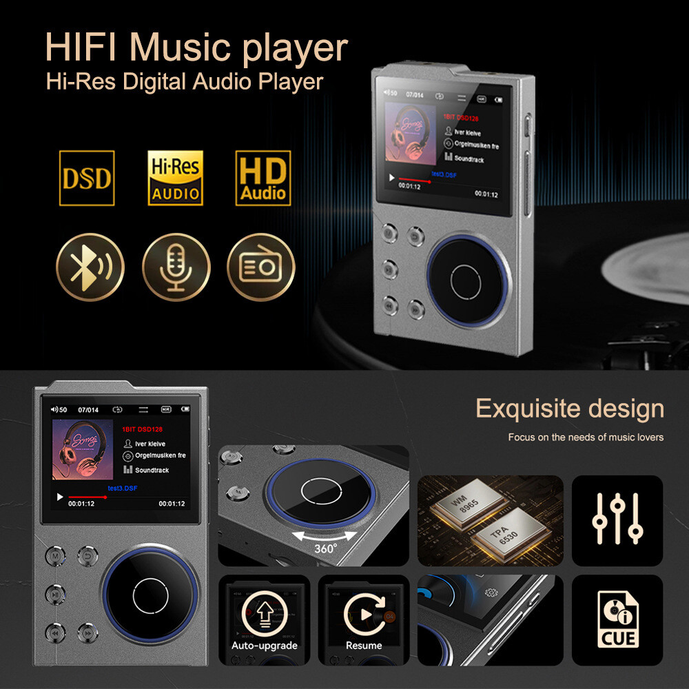 New HiFi Lossless MP3 Player with Bluetooth 5.0 DSD High Resolution