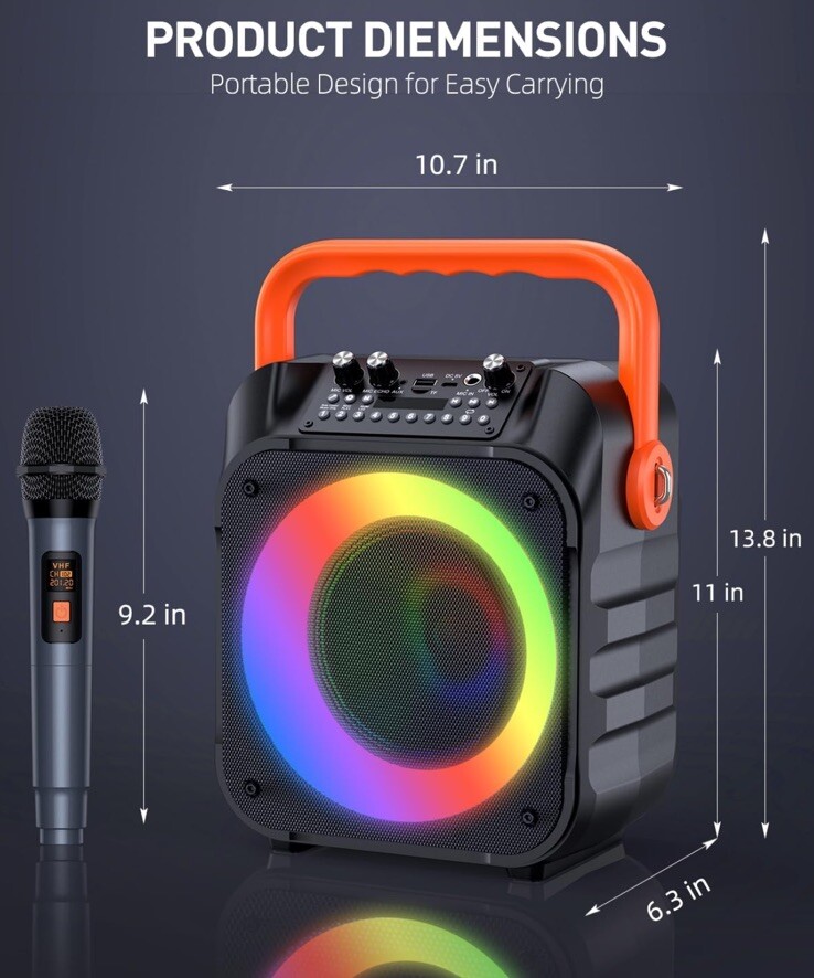 Karaoke Machine with 2 Wireless Microphones,Portable Karaoke Machine