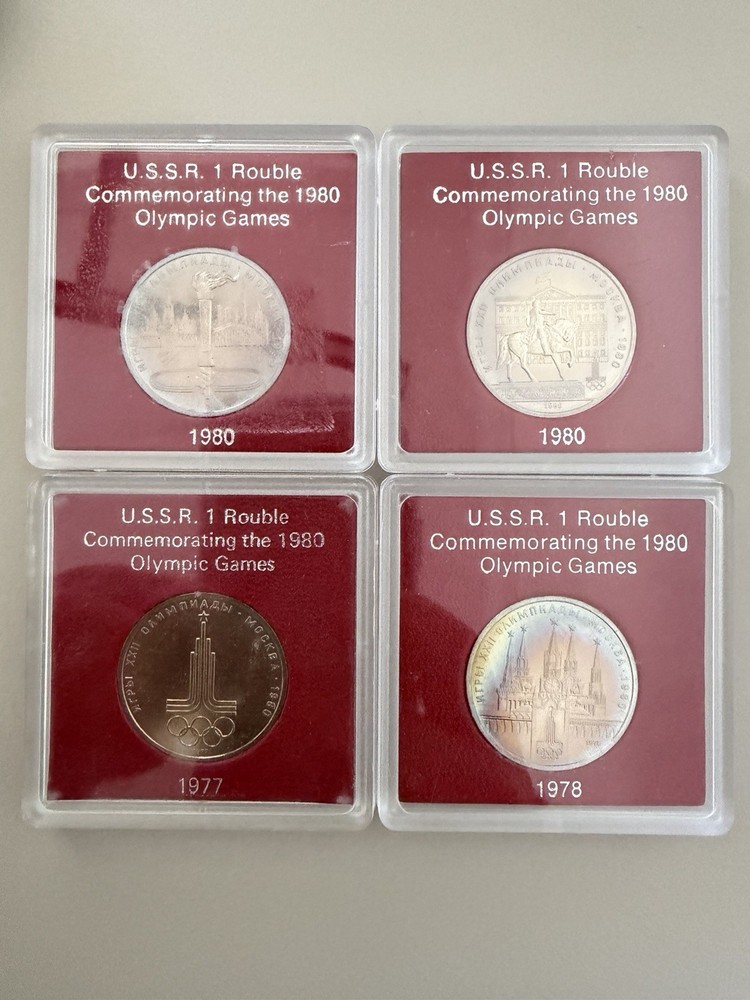 USSR 4 Prooflike 1 Rouble Commemorating 1980 Olympic Games in  Original Case