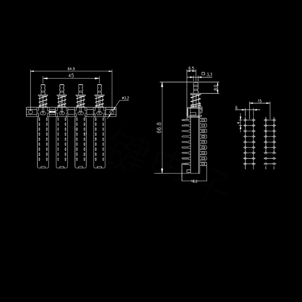 Interlock Push Button Switch Piano Type 18 Pin 4 Row