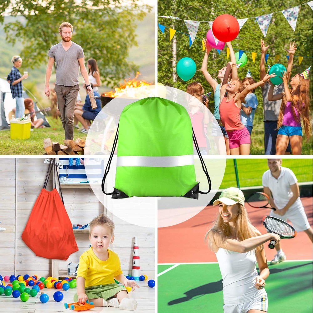 22 Pcs Drawstring Backpack Bag Bulk Reflective Backpack String Bags Cinch Sac...