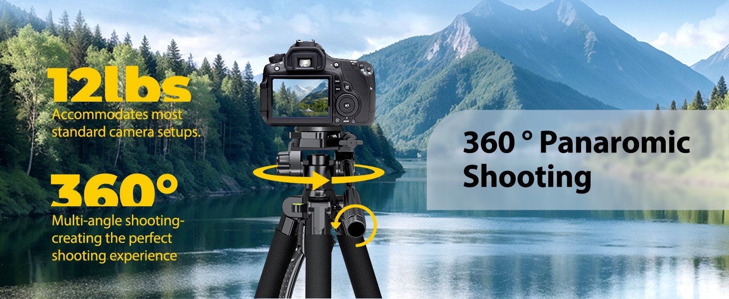 55" Portable Heavy-Duty Tripod for Phone & Camera w/ Cold Shoe Aluminum alloy