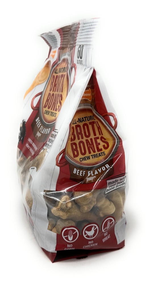 Nylabone Beef Broth Bones for Dogs, 60 Count, 2.6 Lbs