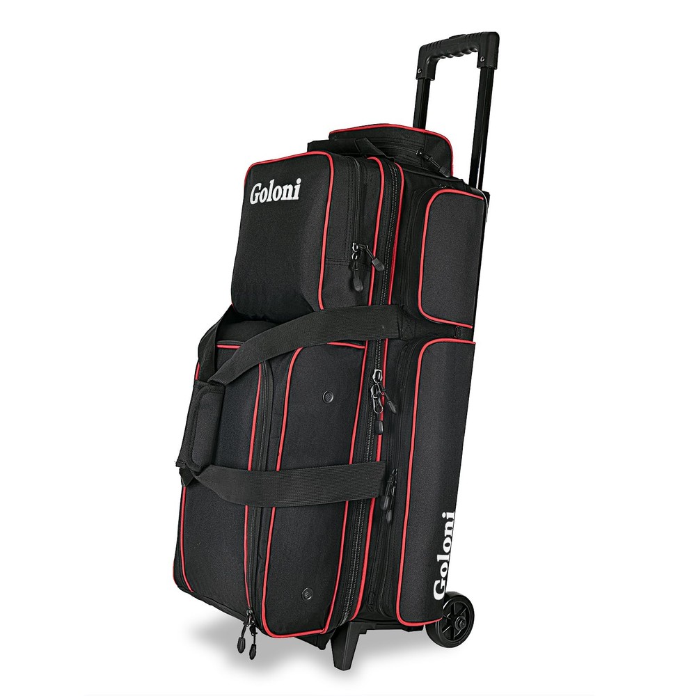 Rolling Bowling Bag for 3 Balls & Accessories with Retractable Handle