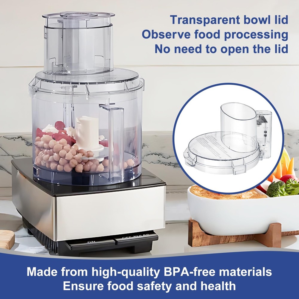 4 Locking Tabs DFP-14NWBCT1 Replacement Clear Food Processor Work Bowl Cover,...