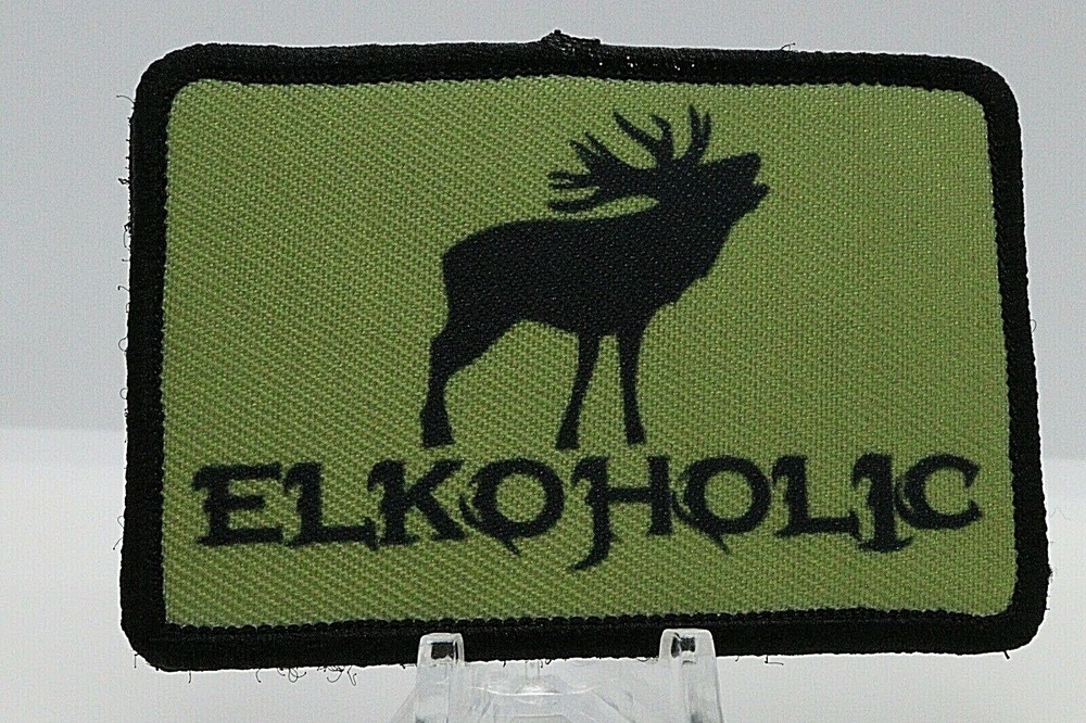 ELKOHOLIC hunting humor elk meme 2"x3" hook & loop tactical morale patch