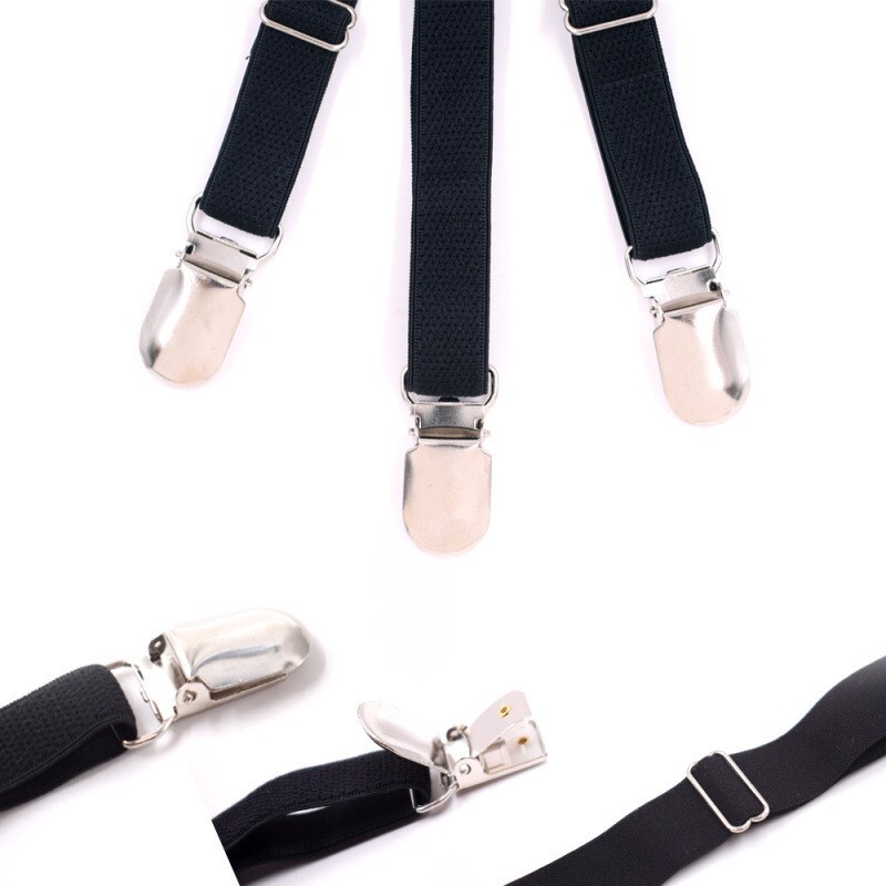 1 Pair Men's Shirt Stay Holder Leg Thigh Suspender Elastic Garter Non-Slip Black