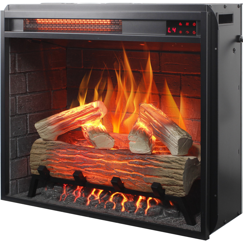 23'' Infrared Heating Electric Fireplace Insert w Controller, Realistic Flame