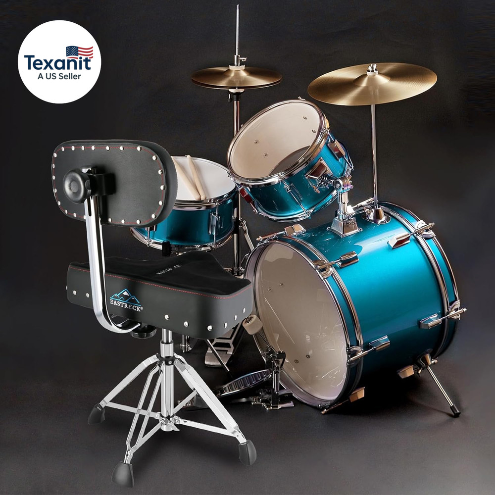 Drum Throne with Backrest 4-Leg,Hydraulic Drum Stool Height Adjustable,Heavy Dut