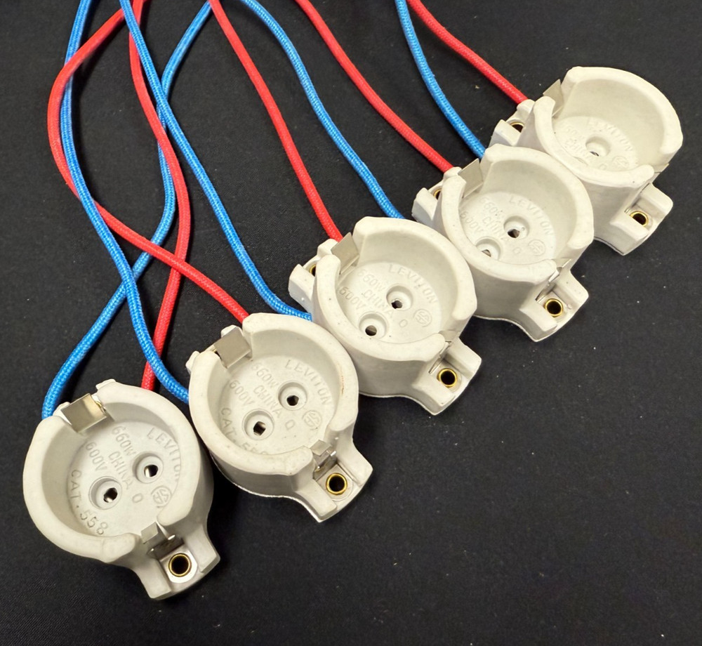 5PK Leviton 558 - PG12 base High Pressure Sodium Light Socket 12" leads (LH0384)