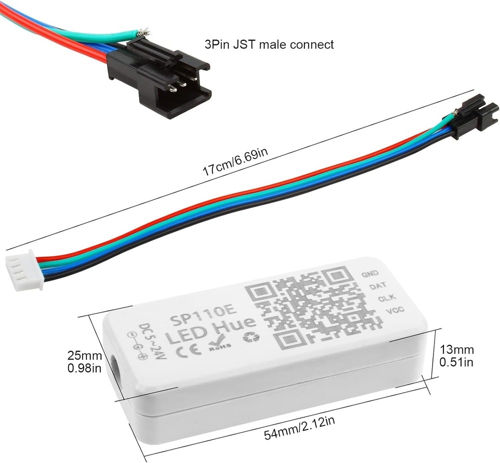 WS2812B WS2811 Addressable LED Bluetooth Controller iOS Android App Wireless