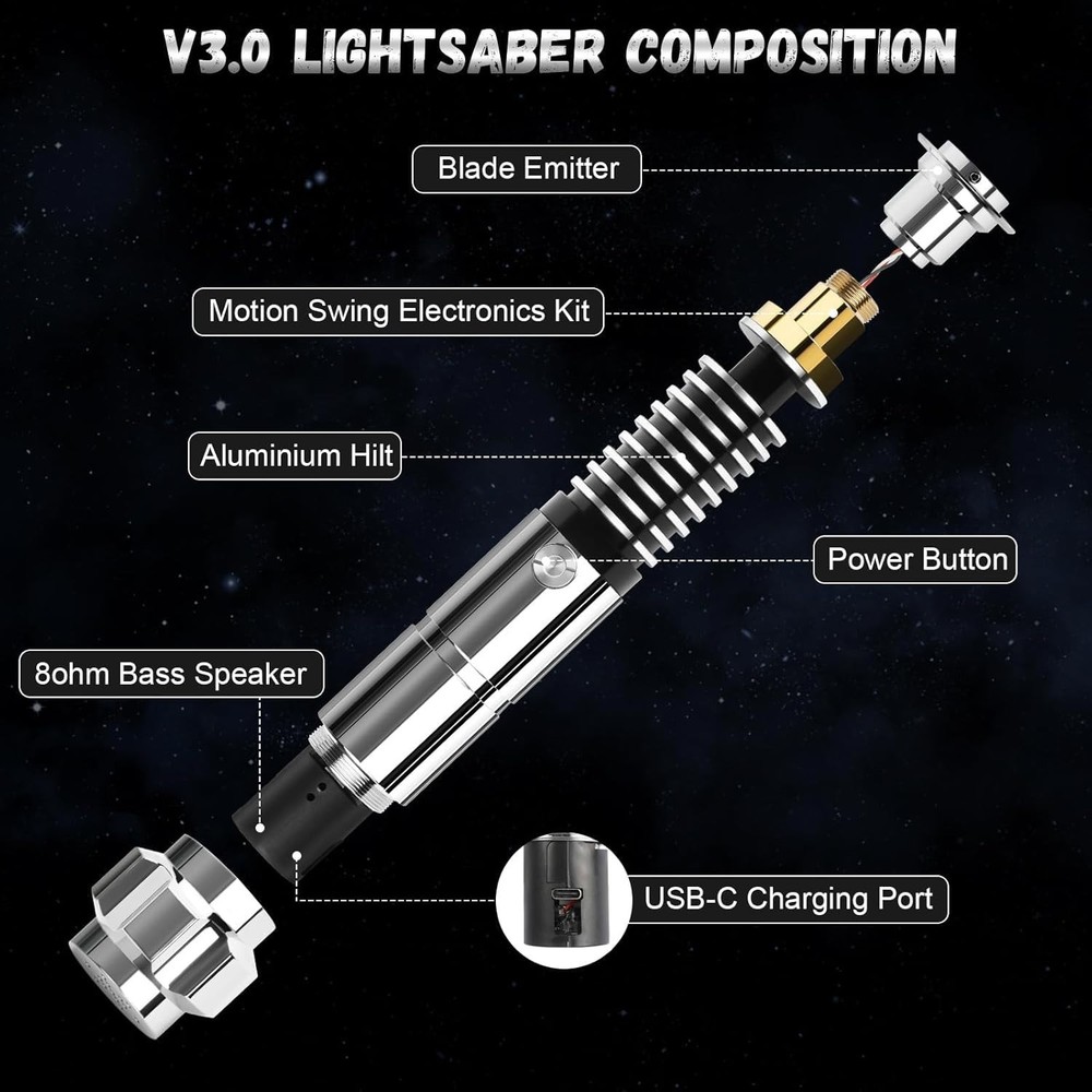 Full Size Interactive Lightsaber with Replaceable Blade & RGB Colors - LK V3.0