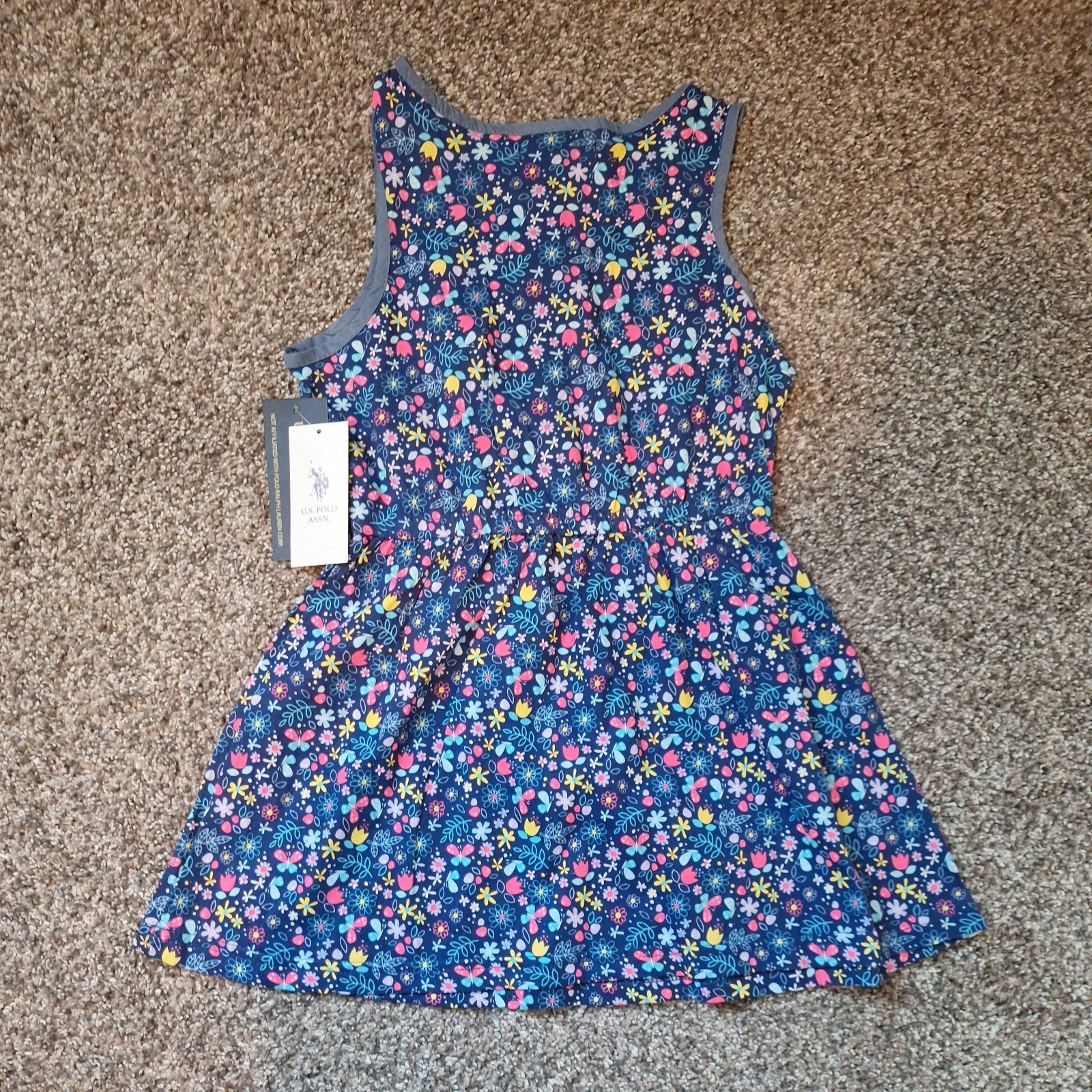 NWT US Polo Assn Girls Floral Sleeveless Skater Dress - Size 4T Cotton