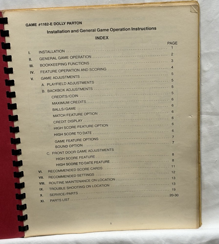 ORIGINAL-BALLY-DOLLY-SERVICE MANUAL