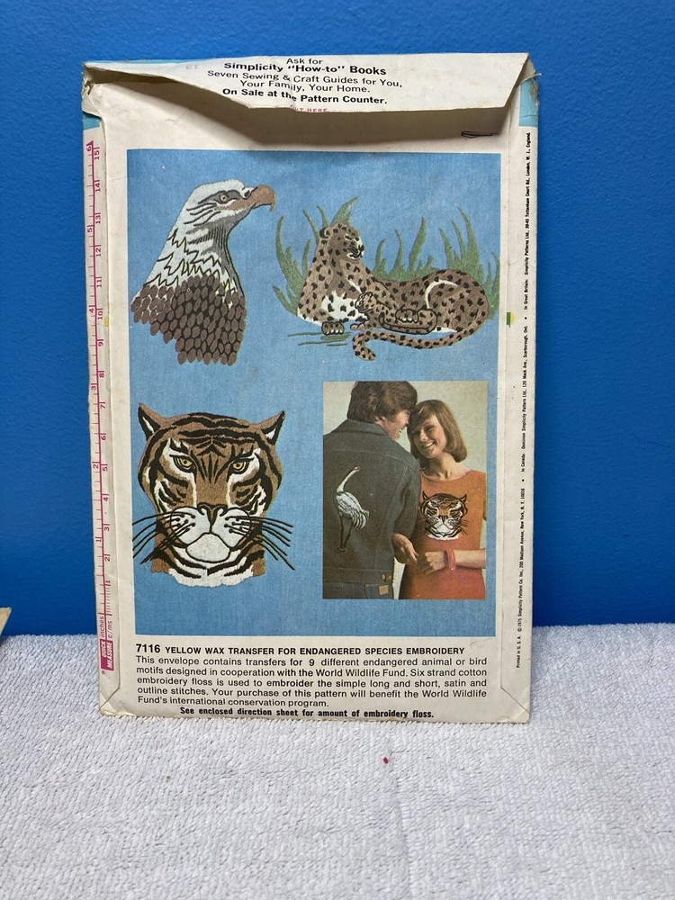 Endangered Species Simplicity 7116 VINTAGE TRANSFER PATTERN
