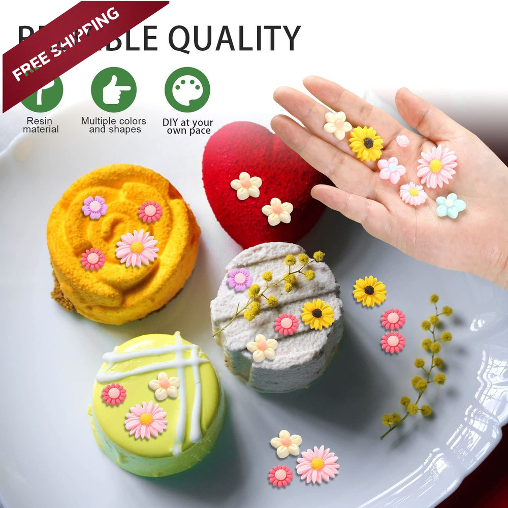 DIY Flower Resin Charms,80Pcs Daisy Flatback Small, Multicolor