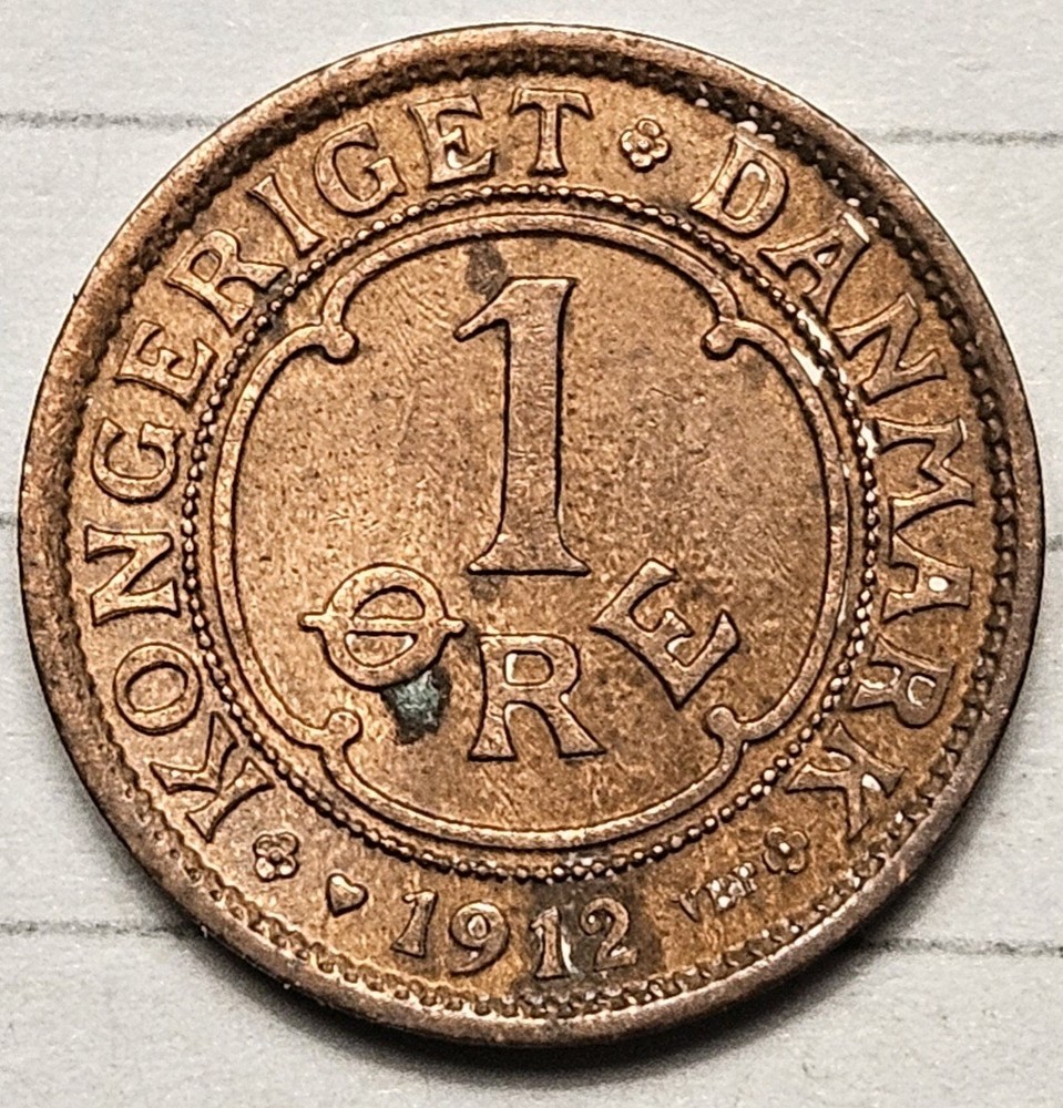 1912 Denmark 1 Ore - Nice Condition  Danish Foreign Coin