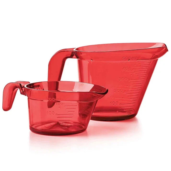 NEW! Tupperware red MICROWAVE MEASURING pitcher 2 pc set, FREE SHIPPING!!