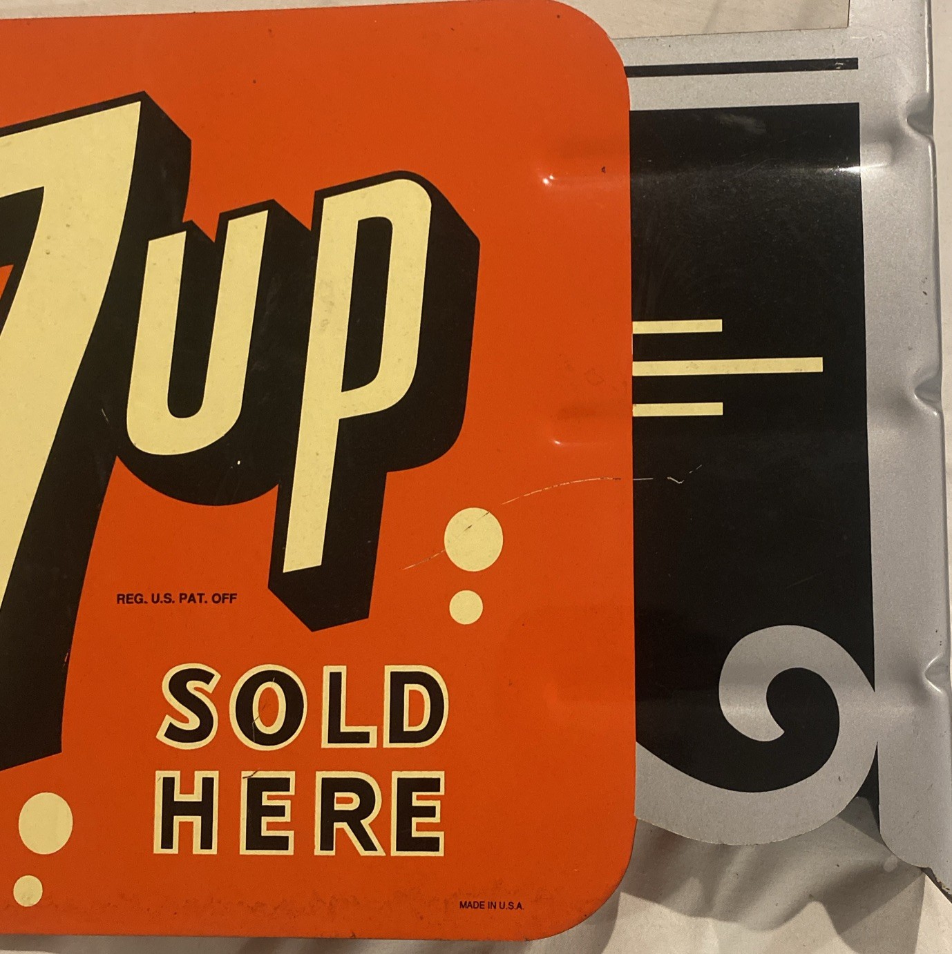 STOUT SIGN CO. LIMITED EDITION DOUBLE SIDED 7UP FLANGE SIGN 1964 Made In USA!!