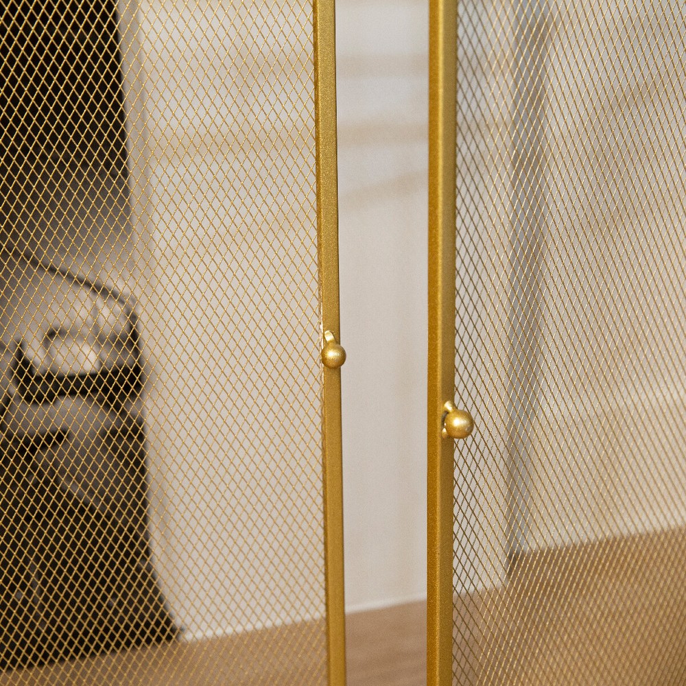 3 Panel Fireplace Screen Spark Guard Hinged Doors Include (4-Fireplace Tool)