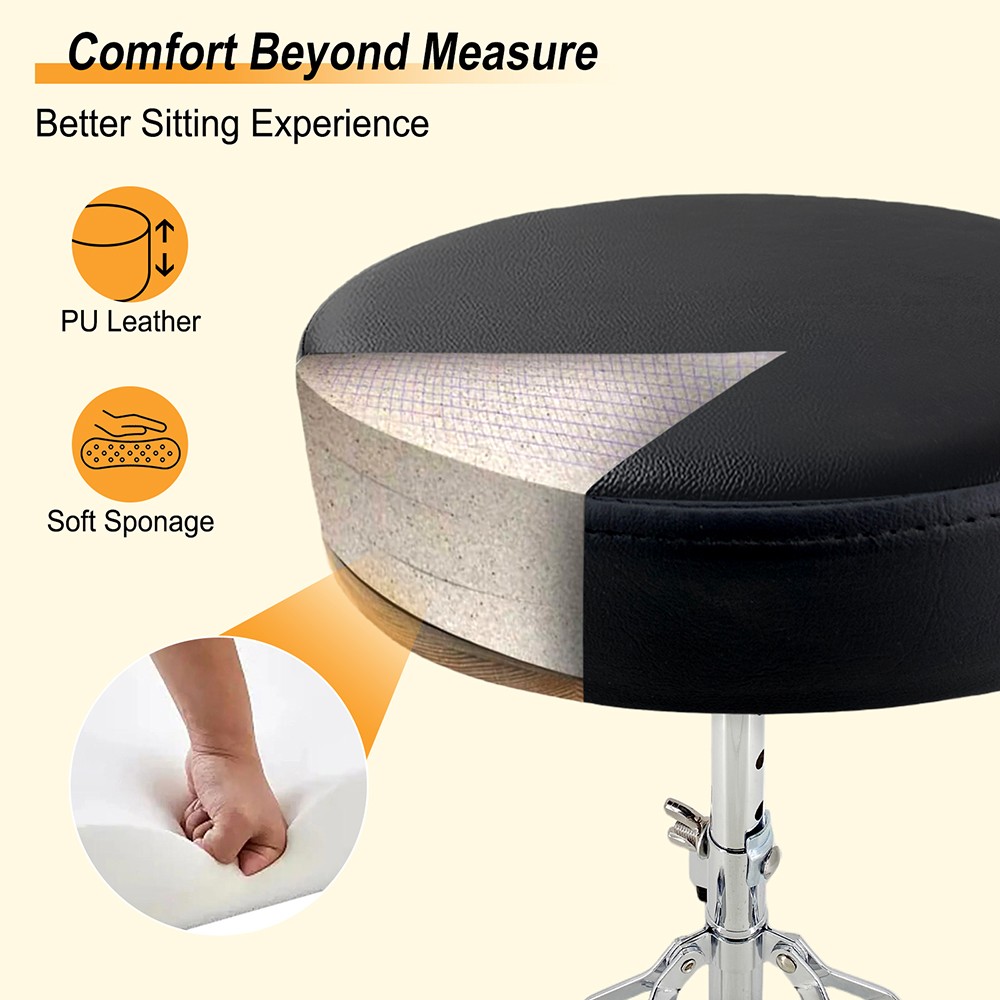 Saddle Drum Throne – Adjustable Height Drum Stool for Adults & Beginner Drummers