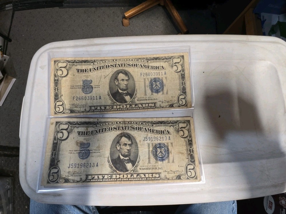 1934A $5 Dollar Bill Blue Seal Silver Certificate