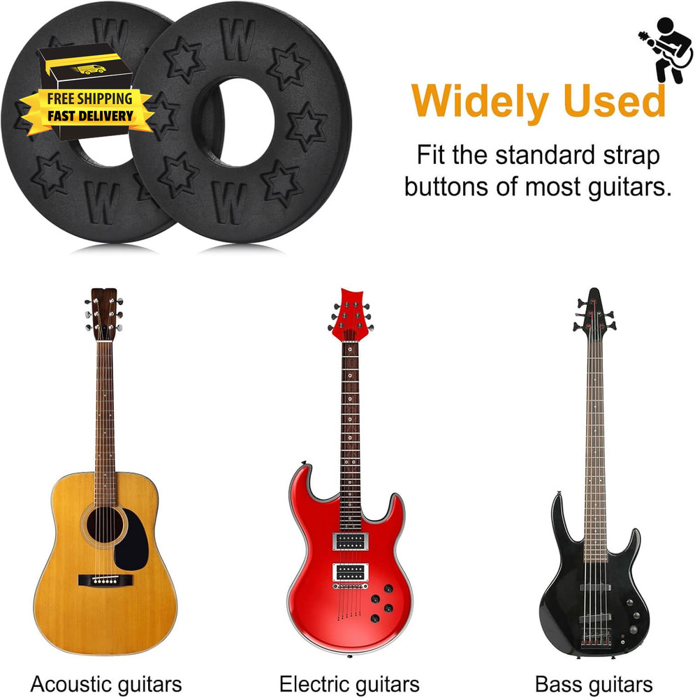 16PCS Guitar Strap Blocks, Guitar Protector Block, Rubber Strap Locks, Black Sil