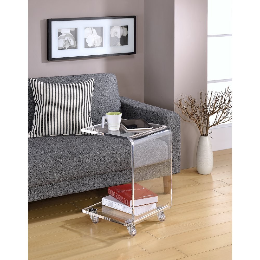 Acrylic C Shape Accent Table - Clear