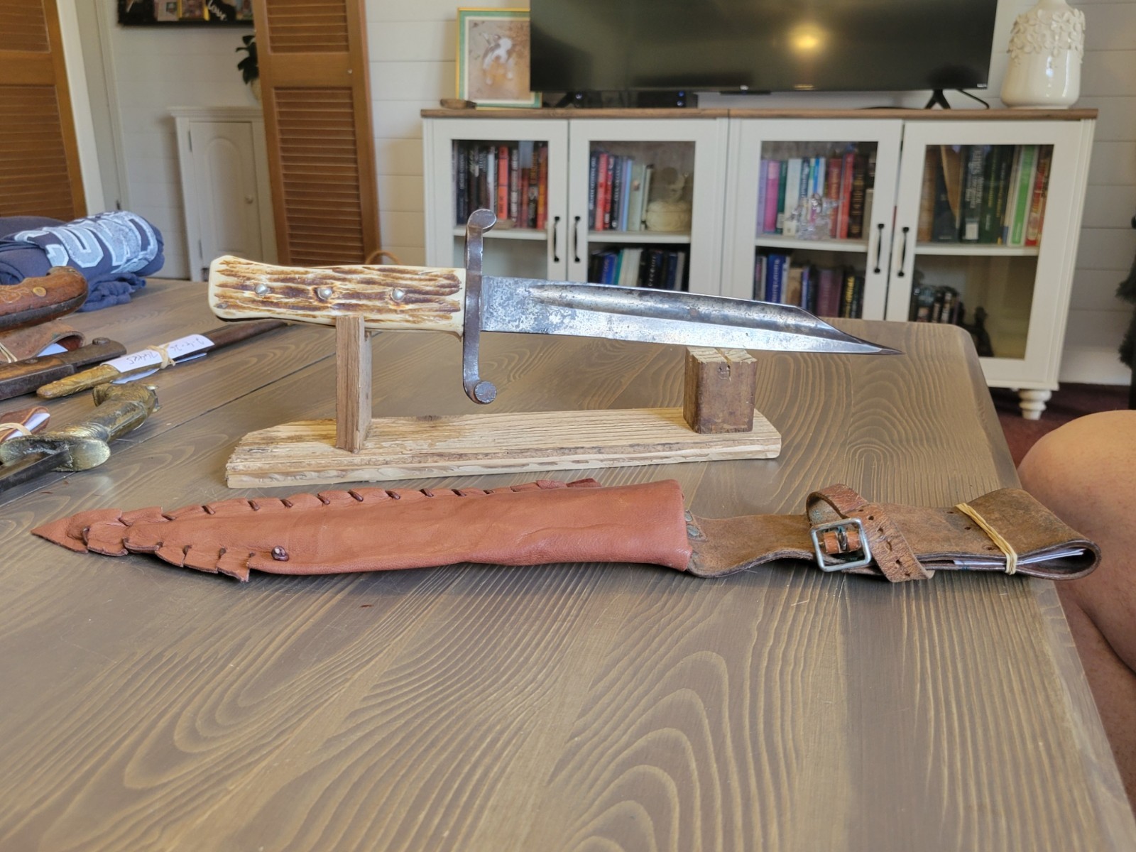 Custom Modified M1856 Bayonet by WKC/Stag Handle Bowie w/Custom Sheath