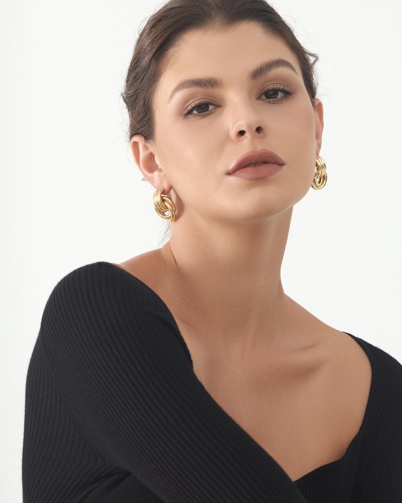 Knot Link Circle Geometric Drop Dangle Earrings, Circle Geometric Drop Dangle...